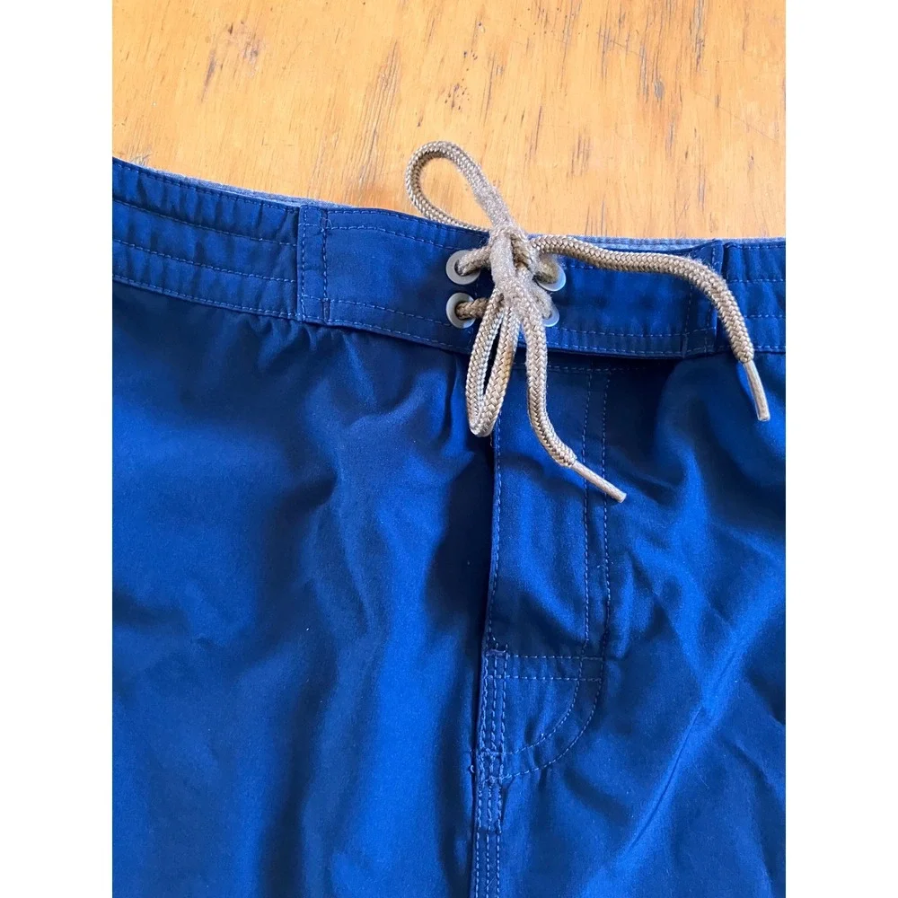 Moondoggies Surf Shop Board Shorts Mens 32 Navy Blue Rainbow Stripe Retro Trunks